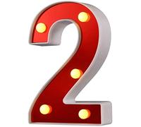 DUBENS Lot de 2 lampes LED en forme de lettre, veilleuse créative à LED - Lettres anglaises - Alphabet - Lampe décorative rouge - Fonctionnement à piles