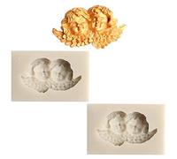 Dubens Lot de 2 moules en silicone 3D en forme d'ange pour décoration de gâteau de bébé
