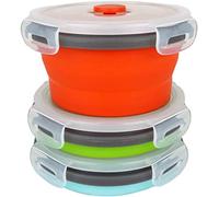Dubens Lot de 3 boîtes de conservation alimentaire pliables en silicone pour conserver les aliments, congeler et réchauffer, micro-ondes,350 ml Rectangulaire