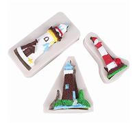 DUBENS Lot de 3 moules en silicone en forme de phare marin pour fondant ou gâteau