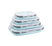 DUBENS Lot de 4 boîtes de conservation pliables en silicone - Pliable - Pour le stockage des aliments, la congélation et le réchauffement - Boîte à lunch/bento - Micro-ondes