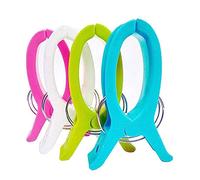 Dubens Lot de 4 Grandes Pinces polyvalentes pour la Plage, Le Camping, la Course, Le Surf, la Salle de Bain, édition Deluxe avec Ressorts en métal Extra forts