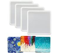 DUBENS Lot de 4 moules à dessous-de-verre carrés en résine époxy pour la fabrication de dessous de verre géode - 10 x 10 cm