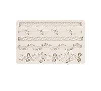 DUBENS Moule à gâteau en silicone style baroque en relief/vintage, cadre floral comestible pour anniversaire, bonbons, chocolat, sucre