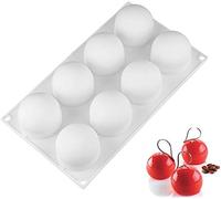 DUBENS Moule à glaçons en silicone avec 8 boules de glaçage, boule ronde en silicone, moule à muffins pour décorer le chocolat, la pudding, la mousse, les bougies, les gâteaux