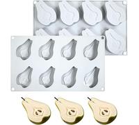 DUBENS Moule en silicone 3D à 8 cavités pour la cuisson de gâteaux, de dessert français, de crème glacée, de décoration de gâteaux (poire)