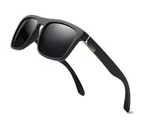 DUBERY Lunettes de soleil polarisées classiques pour homme et femme, protection 100 % UV, lunettes de soleil de conduite D731, noir/noir, 145mm