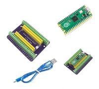 DUBEUYEW Raspberry Pi et Pico avec Carte Microcontrôleur Pré-soudée et Carte de Dérivation GPIO 1 en 2 et Câble Micro USB (Kit Pi Pico)