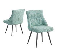 DUBI Möbel 21107-ANO14-B04 Alessia Lot de 2 chaises de salle à manger rembourrées avec pieds en métal pour cuisine, salon, salle à manger, bureau Design moderne Turquoise