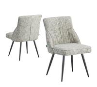 DUBI Möbel 21107-ANO19-B04 Alessia Lot de 2 chaises de salle à manger rembourrées avec pieds en métal pour cuisine, salon, salle à manger, bureau Design moderne, Gris clair
