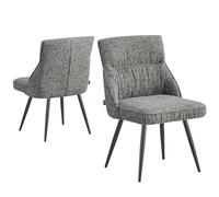 DUBI Möbel 21107-ANO21-B04 Alessia Lot de 2 chaises de salle à manger rembourrées avec pieds en métal pour cuisine, salon, salle à manger, bureau Design moderne, Gris foncé