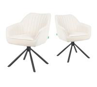 DUBI Möbel Chaise de salle à manger Mika-Maya - Crème - Armature pivotante à 360° - Métal revêtu par pulvérisation - Noir mat