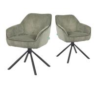 DUBI Möbel Chaise de salle à manger Mika-Maya - Vert - Armature pivotante à 360° - Métal revêtu par pulvérisation - Noir mat