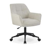 DUBI Möbel Leon Chaise de bureau - Ergonomique et réglable en hauteur - Chaise de bureau aspect cuir marron - Pivotante sur roulettes - Rembourrée (crème)