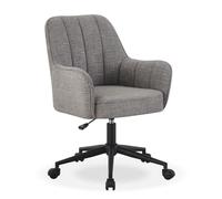 DUBI Möbel Leon Chaise de bureau - Ergonomique et réglable en hauteur - Chaise de bureau aspect cuir marron - Pivotante sur roulettes - Rembourrée (gris)