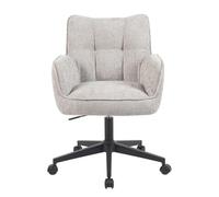 DUBI Möbel Mika-Sven Chaise de bureau gris clair, structure avec roulettes pivotantes à 360°, hauteur réglable, revêtue par pulvérisation, noir mat