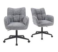 DUBI Möbel Mika-Sven Chaise de bureau grise avec structure à roulettes pivotante à 360° et réglable en hauteur revêtue par pulvérisation Noir mat