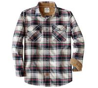 Dubinik® 6 oz Chemise à Carreaux Homme Flanelle Douce Rétro 100% Coton Longues Manches Bûcheron Confort Casual avec Poches Bleu Marine Kaki L