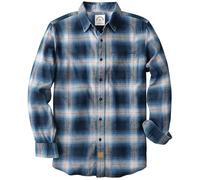 Dubinik® 6 oz Chemise Flanelle Homme 100% Coton Manches Longues Hiver Carreaux avec Poche Confortable Et Léger Bleu Marine Ombre 2XL