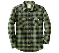 Dubinik® Chemise Flanelle Homme Western Cowboy Manches Longues Carreaux Vintage Casual Bouton à Pression Double Poche