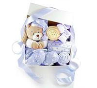 Dubistda-WINDELTORTEN-® Coffret cadeau pour bébé - Montre de jeu - Motif ours en peluche - Bleu - Panier cadeau 6 pièces