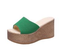DuBiytlk Femmes Plakton Sandales Femme Sandale CompenséE Pantoufles d'été à talon incliné pour femmes, pantoufles à une ligne avec bas Matsuke Femme Sandales Femme Mules Et Sabots Sandales (Green, 37)