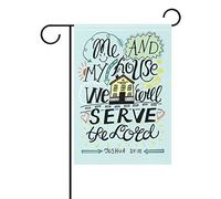 Duble Face à la main Lettrage Bible Verse Me and my House WE Will Serve The Lord Polyester Maison Jardin Drapeau Bannière 12 x 18/71,1 x 101,6 cm pour fête de mariage tous les temps, Polyester, multicolore, 12x18