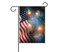 Duble Face célébrer l'indépendance patriotique Fireworks USA Memorial Jour 4e de juillet Célébration Polyester Maison Jardin Drapeau Bannière 12 x 18/71,1 x 101,6 cm pour fête de mariage tous les temps, Polyester filé, multicolore, 12x18