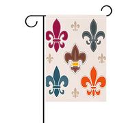 Duble Face Superbe Fleur de Lis Polyester Maison Jardin Drapeau Bannière 12 x 18/71,1 x 101,6 cm pour fête de mariage tous les temps, Polyester, multicolore, 12x18