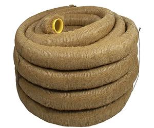 Dubleyou géotextiles et matériaux de construction, tuyau de drainage DN 100, perforé avec un filtre en coco, gaine en noix de coco, drainage 50m