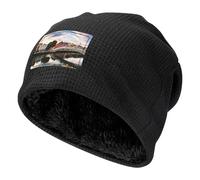 Dublin Irlande Ha Penny Bridge River Print Fleece Watch Cap, Multi-Season Tactical Beanie Unisexe Hiver Chaud Outdoor Caps Cadeau pour Noël, Noir , Taille unique