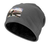 Dublin Irlande Ha Penny Bridge River Print Fleece Watch Cap, Multi-Season Tactical Beanie Unisexe Hiver Chaud Outdoor Caps Cadeau pour Noël, gris, Taille unique