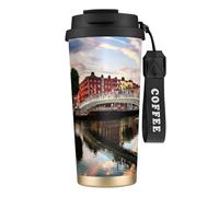 Dublin Irlande Ha Penny Bridge River Tasse à café à double paroi en acier inoxydable 316, durable, isolée et élégante pour les amateurs de café et de thé