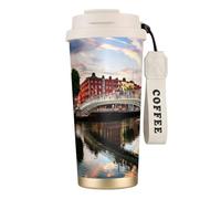 Dublin Irlande Ha Penny Bridge River Tasse à café à double paroi en acier inoxydable 316, durable, isolée et élégante pour les amateurs de café et de thé
