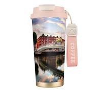 Dublin Irlande Ha Penny Bridge River Tasse à café à double paroi en acier inoxydable 316, durable, isolée et élégante pour les amateurs de café et de thé