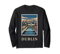 Dublin, Irlande, River Liffey, œuvre d'art Celtique de Voyage Vintage Manche Longue