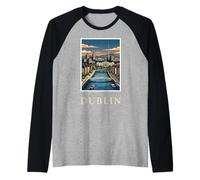 Dublin, Irlande, River Liffey, œuvre d'art Celtique de Voyage Vintage Manche Raglan