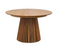 Altobuy - Table extensible ronde Dublin - pied central, relief MDF, placage chêne clair