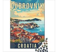Dubrovnik in Croatia Puzzles 1000 pièces | puzzle après un long trajet une activité relaxante pour le soir pour décompresser complètement à la maison en douceur38x52cm