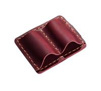 DUBTEDHOU Boîte en Cuir, Retro Leather Pen Loop Holder with Metal Clip for Stationery Multicolor 7.4x6.1cm(Red)