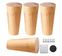 DUBTEDHOU Pieds de Meubles en Bois, Pieds de Meuble en Bois, Paquet de 4 avec plaques de Montage, Plusieurs Tailles(50cm/19.7in)