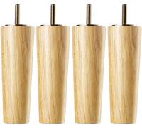 DUBTEDHOU Pieds de Meubles en Bois, Pieds de Meubles 4 pièces avec boulons M8 Couleur Bois 6-25 cm(10cm/3.94in)