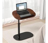 DUBTEDHOU Table d'appoint en Forme de C, Table d'appoint de canapé en métal pivotant à Hauteur réglable Forme C avec Plateau Multicolore 40x30cm(Lift/Turn - Walnut)