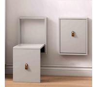 DUBTEDHOU Tabouret Invisible pour Changer de Chaussures, Wall Mounted Folding Shoe Changing Stool Steel Frame Solid Wood Multicolor(Grey)