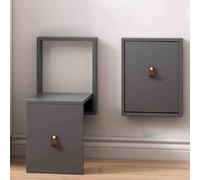 DUBTEDHOU Tabouret Invisible pour Changer de Chaussures, Wall Mounted Folding Shoe Changing Stool Steel Frame Solid Wood Multicolor(Dark Gray)