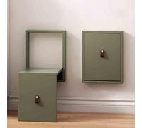 DUBTEDHOU Tabouret Invisible pour Changer de Chaussures, Wall Mounted Folding Shoe Changing Stool Steel Frame Solid Wood Multicolor(Green)