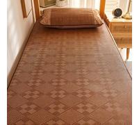 DUBTEDHOU Tapis de Sol d'été, Tapis de Couchage rafraîchissant avec taie d'oreiller, Multicolore, Plusieurs Tailles, Design Pliable en rotin(Dark Brown,80 * 195cm)