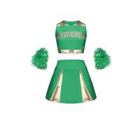 DUBTEDHOU Tenue de Pom-Pom Girl, Ensemble Uniforme de Pom-Pom Girl for Enfants avec 2 Pompons Multicolores Plusieurs Tailles(Green,7-8 Years)