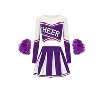 DUBTEDHOU Tenue de Pom-Pom Girl, Ensemble Uniforme de Pom-Pom Girl for Enfants Multicolores de 5 à 14 Ans avec Pompons(Purple,160(13-14Y))