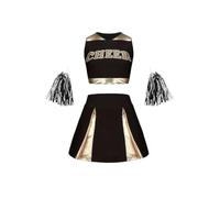 DUBTEDHOU Tenue de Pom-Pom Girl, Ensemble Uniforme de Pom-Pom Girl for Filles, Plusieurs Tailles Multicolores avec 2 Pompons(Black,140)